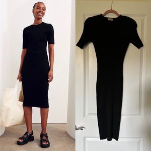 NWOT H&M Fitted Ribbed Knit Dress Short Sleeves and Crew Neck Black
